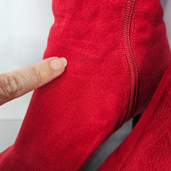 Red Velour Knee-High Women's Boots with Rose/Flower Accents, Size 6M - Picture 3 of 16
